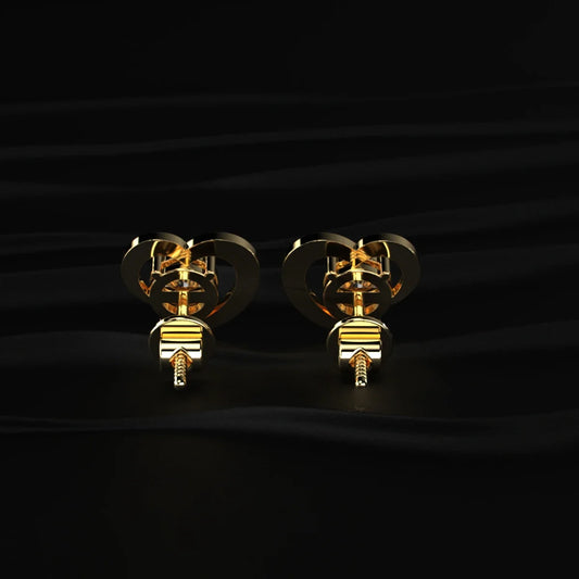 Round Diamond Earrings With Open Heart Shape