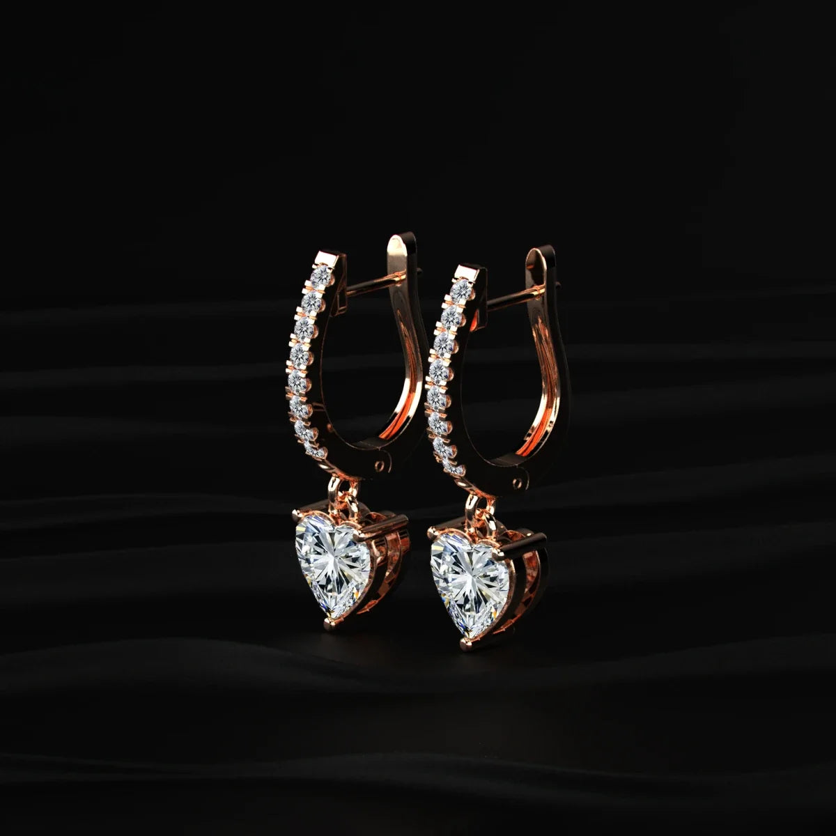 Heart Shape Lab Diamond Drop Earrings