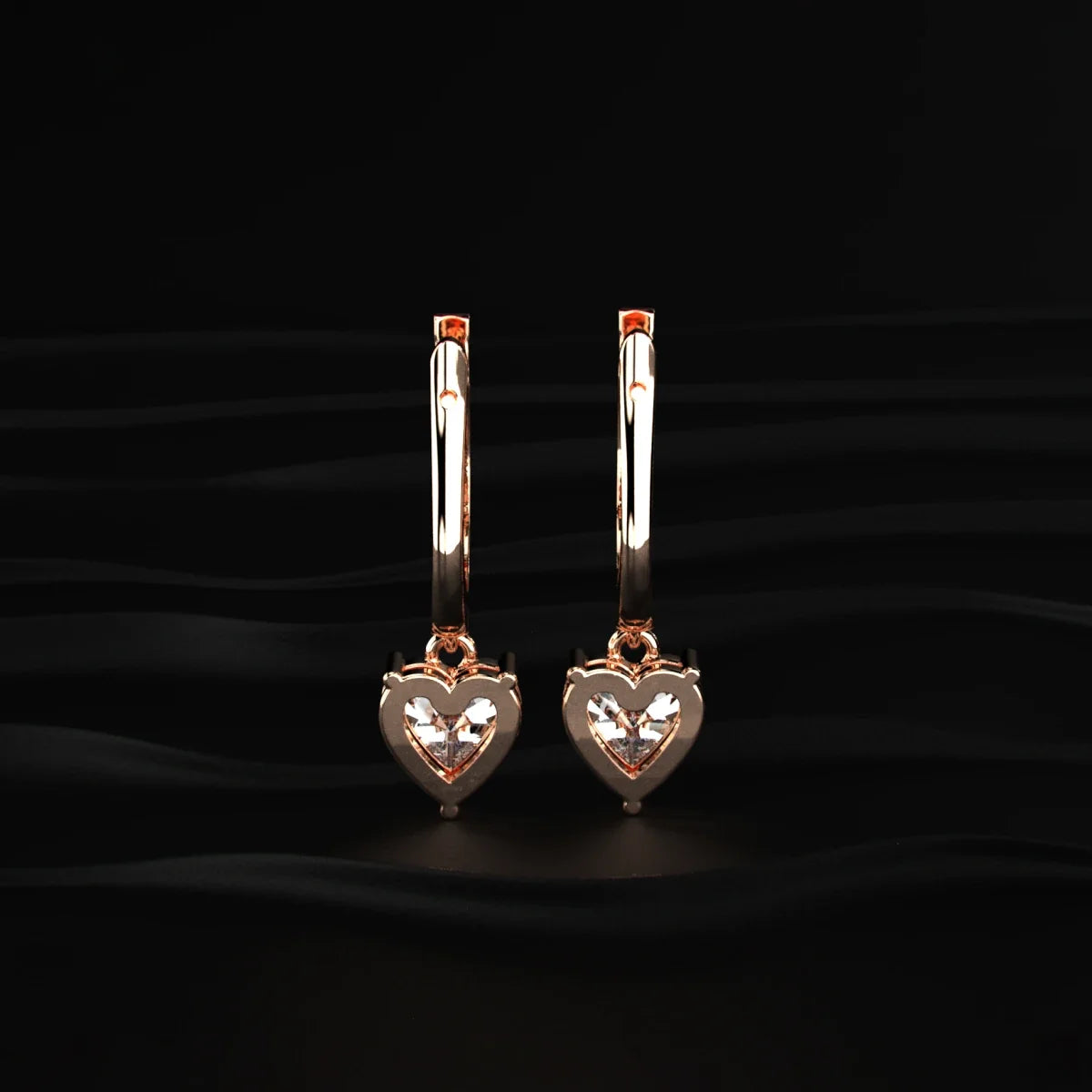 Heart Shape Lab Diamond Drop Earrings