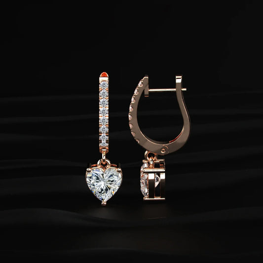 Heart Shape Lab Diamond Drop Earrings
