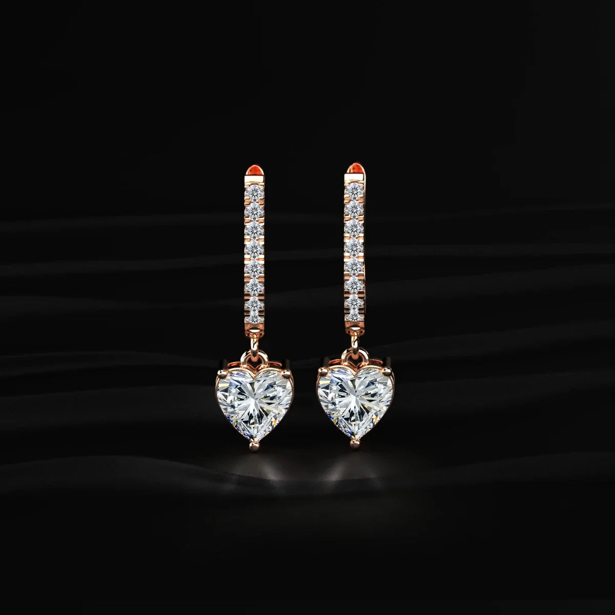 Heart Shape Lab Diamond Drop Earrings