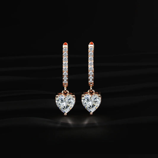 Heart Shape Lab Diamond Drop Earrings