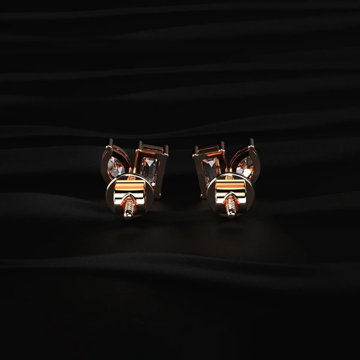 Marquise & Emerald Cut Lab Grown Diamond Toi et Moi Earrings