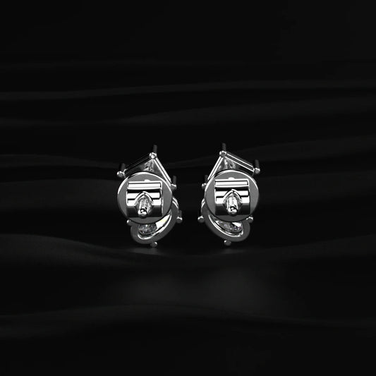 Toi et Moi Princess and Oval Diamond Stud Earrings