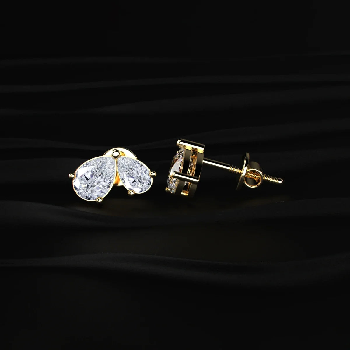 Double Pear Shape Diamond Stud Earrings