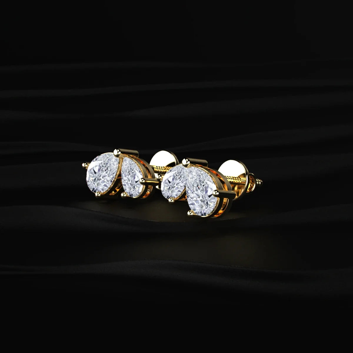 Double Pear Shape Diamond Stud Earrings