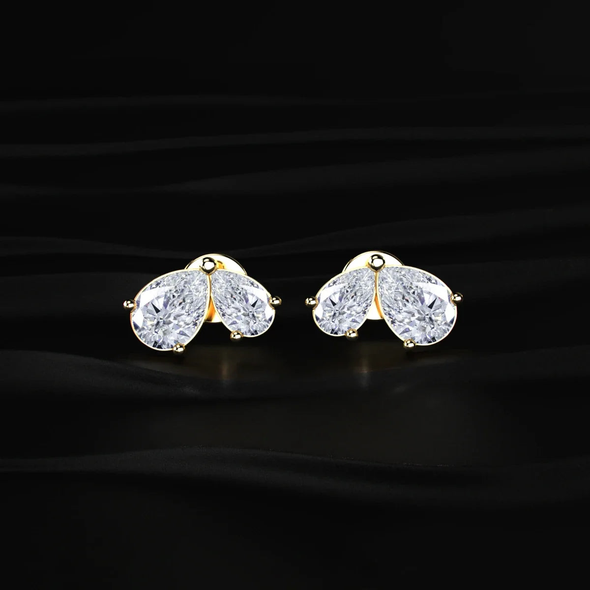 Double Pear Shape Diamond Stud Earrings
