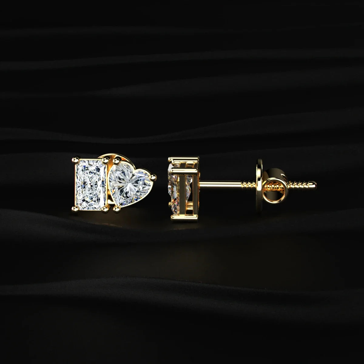 Lab Diamond Radiant And Heart Cut Toi Et Moi Earrings