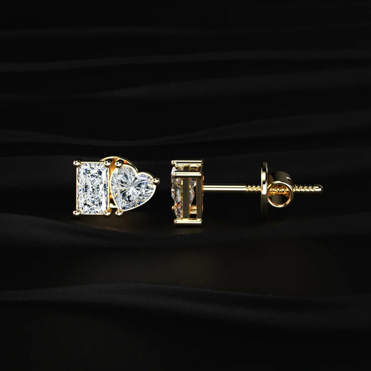 Lab Diamond Radiant And Heart Cut Toi Et Moi Earrings
