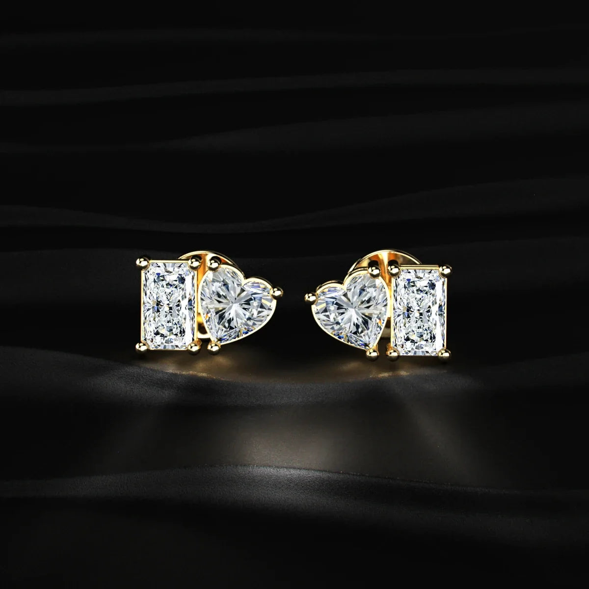 Lab Diamond Radiant And Heart Cut Toi Et Moi Earrings