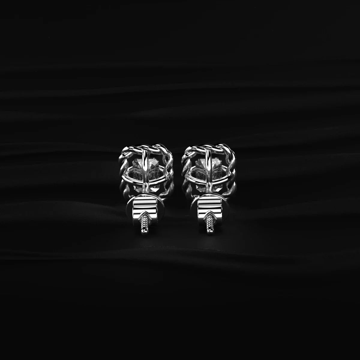 Radiant Cut Diamond Stud Earrings With Twisted Rope Frame