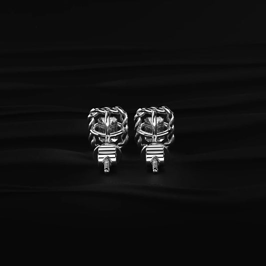 Radiant Cut Diamond Stud Earrings With Twisted Rope Frame