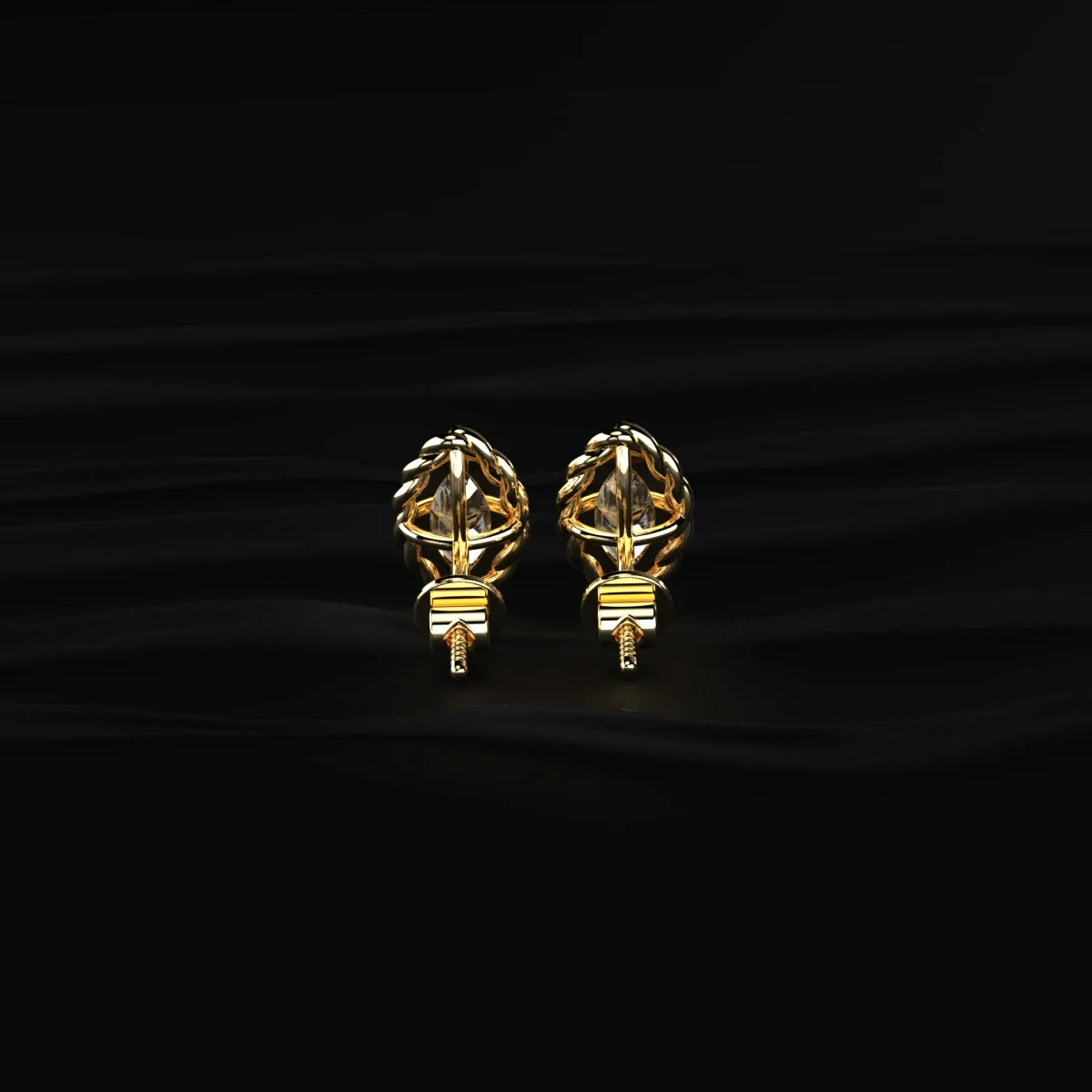Marquise Cut Diamond Stud Earrings with Twisted Rope Frame