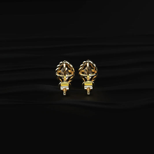 Marquise Cut Diamond Stud Earrings with Twisted Rope Frame