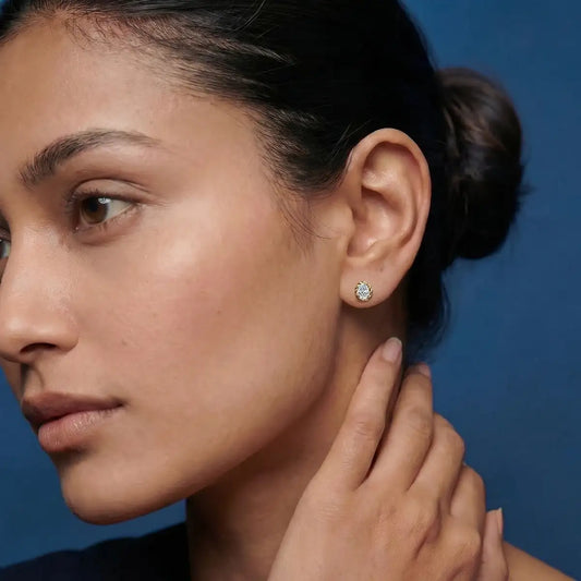 Oval Cut Diamond Stud Earrings with Twisted Rope Frame