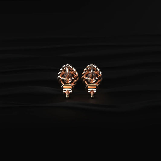 Pear Cut Diamond Stud Earrings with Twisted Rope Frame
