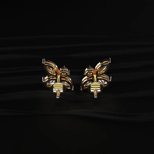 Marquise Round and Pear Shape Diamond Butterfly Stud Earrings