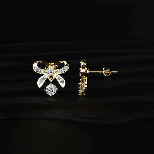 Round Shape Diamond Bow Stud