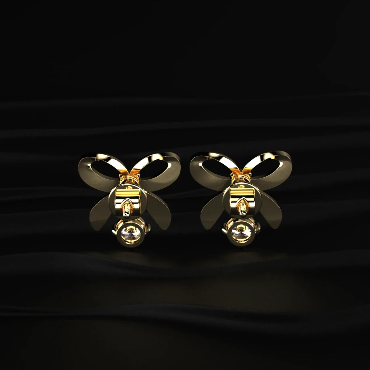 Round Shape Diamond Bow Stud