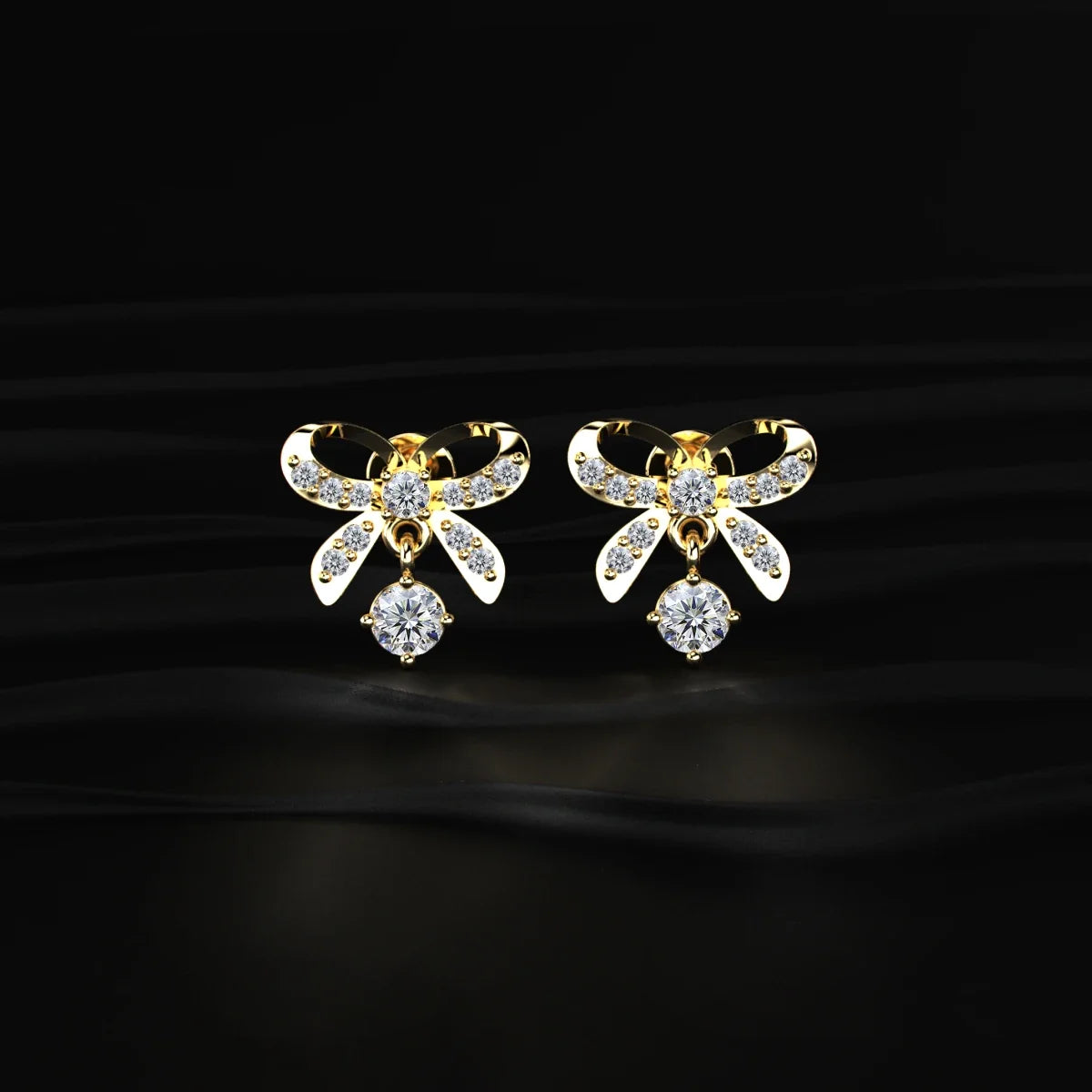 Round Shape Diamond Bow Stud