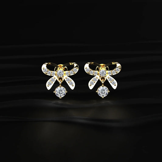 Round Shape Diamond Bow Stud