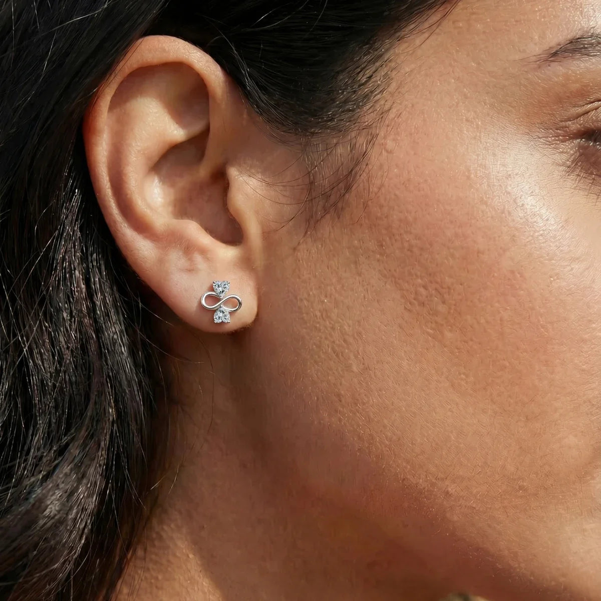 Heart Shape Diamond Infinity Studs