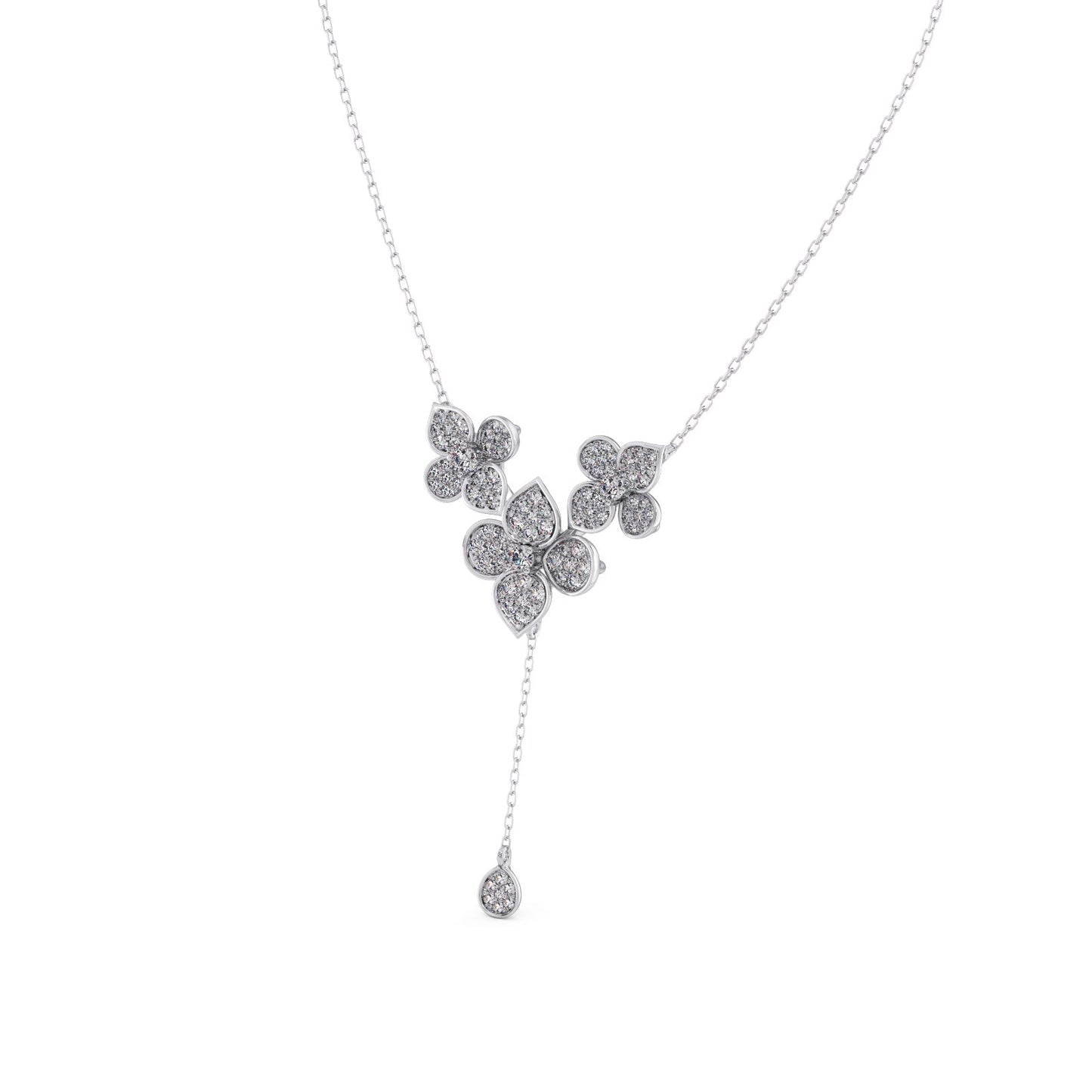 Cluster Diamond Flower Y-Necklace