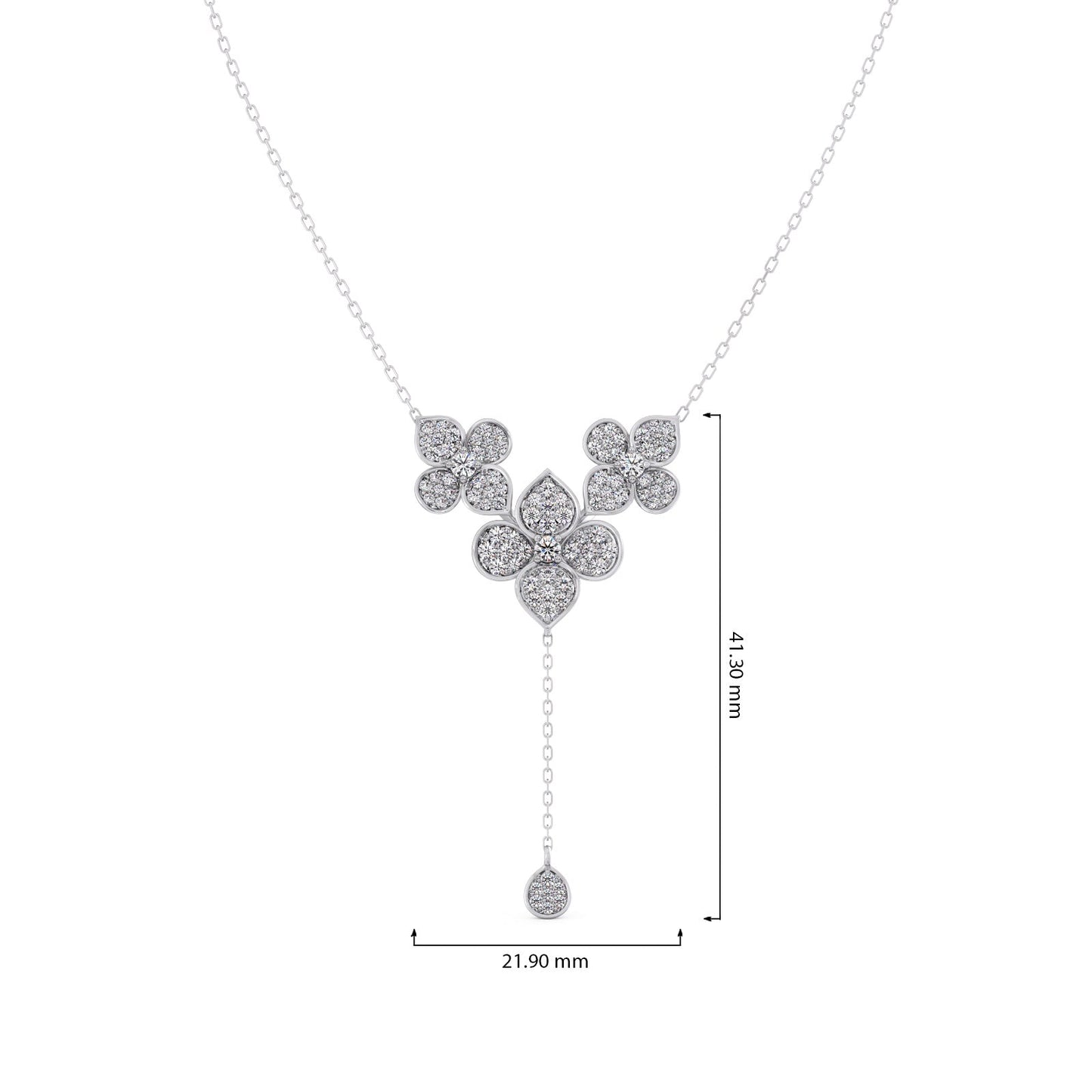 Cluster Diamond Flower Y-Necklace