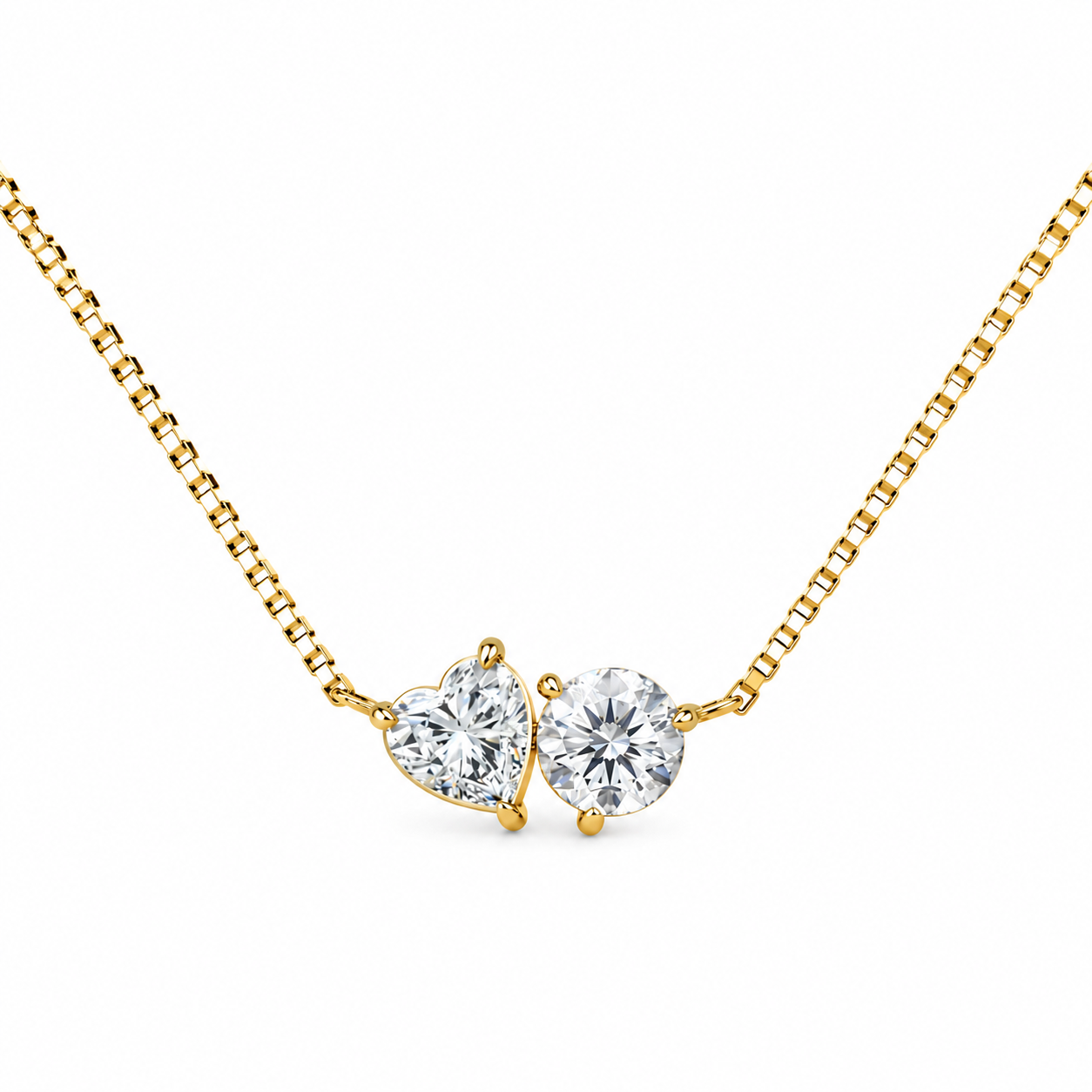 Toi Et Moi Heart and Round Necklace