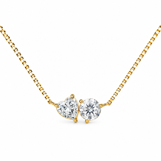 Toi Et Moi Heart and Round Necklace