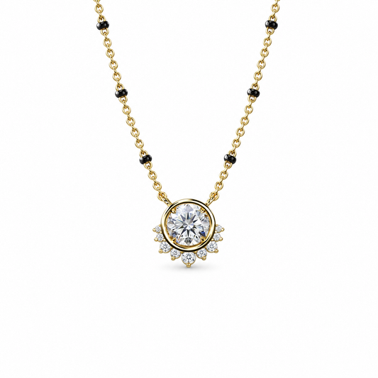 Round Shape Diamond Half Halo Necklace