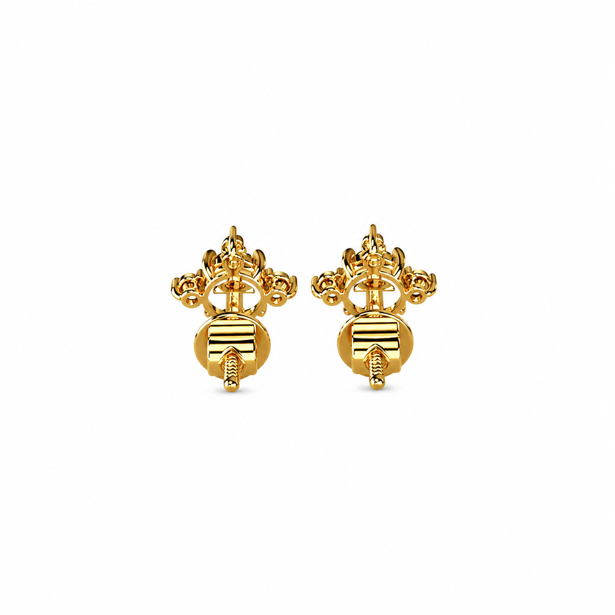 Round Cut Diamond Flower Cluster Stud Earrings