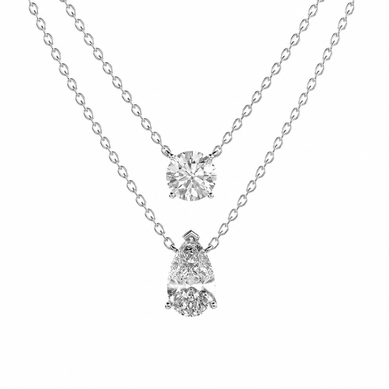 Elegant Double Chain Diamond Pendant
