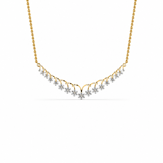 Floral Cascade Diamond V Necklace (With Chain)