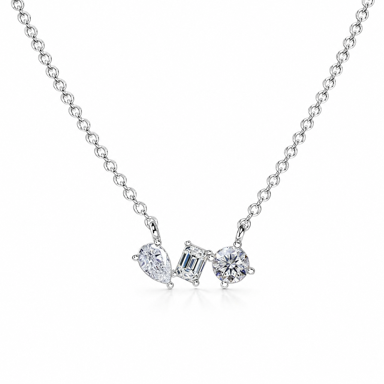 Three Stone Diamond Necklace