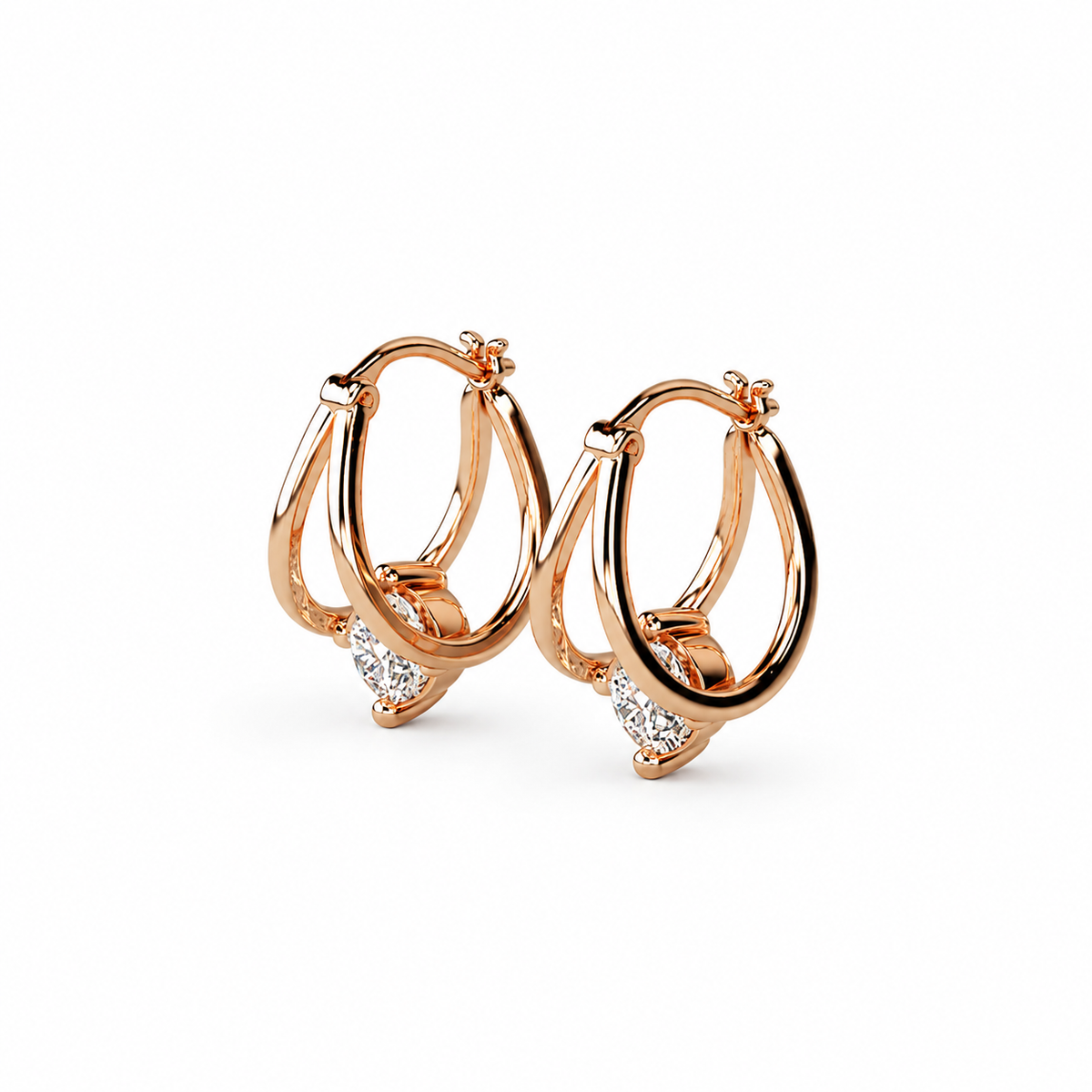 Round Diamond Hoop Earrings