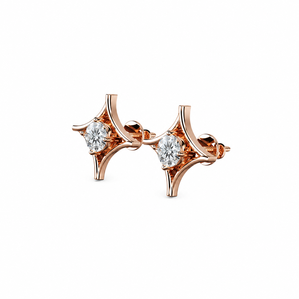 Round Shape Diamond Star Stud