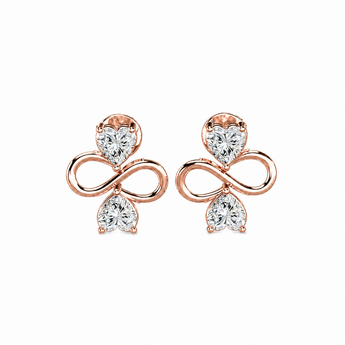 Heart Shape Diamond Infinity Studs