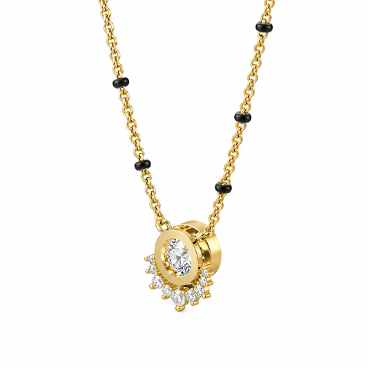 Round Shape Diamond Half Halo Necklace