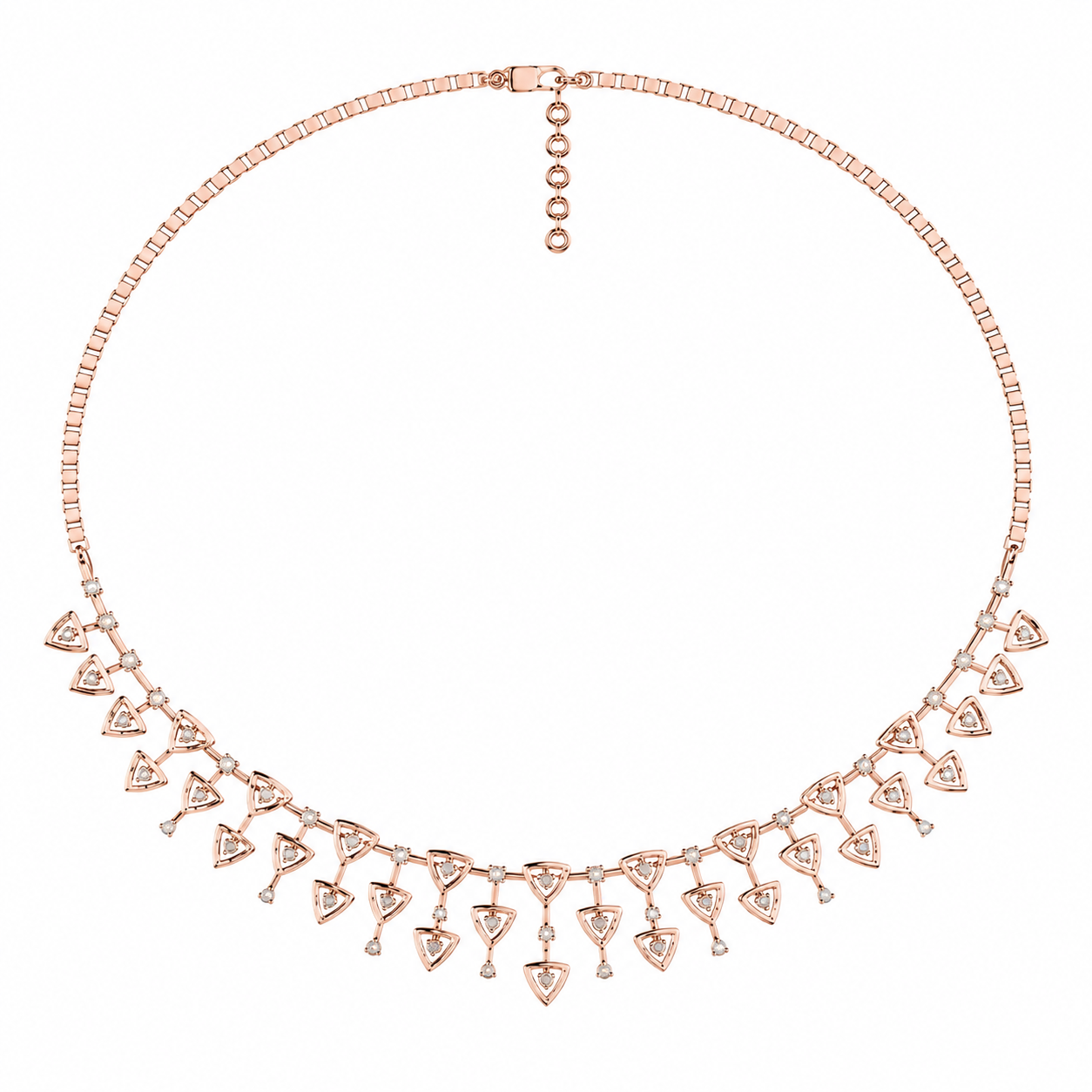 Aurora Triangle Diamond Cascade Necklace