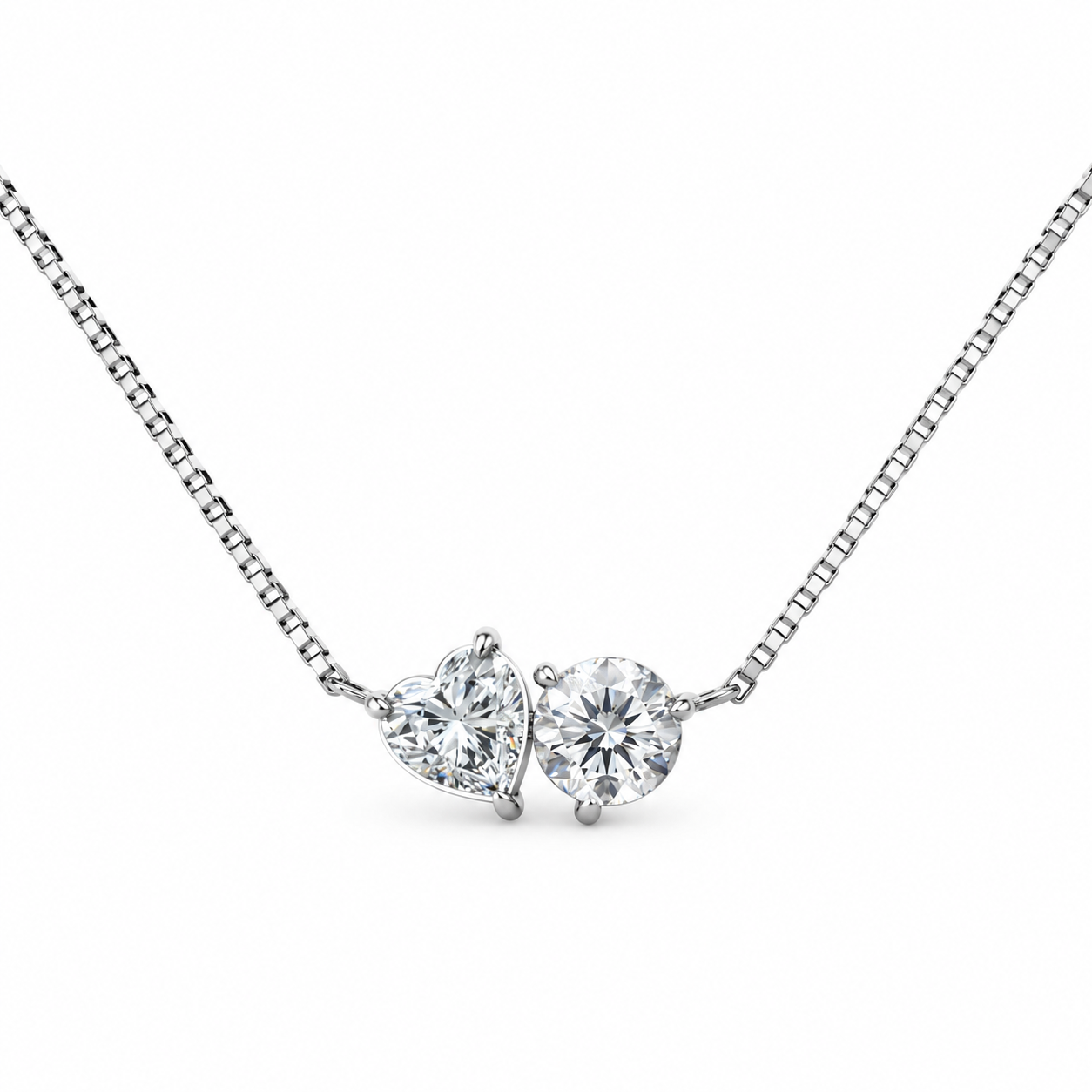 Toi Et Moi Heart and Round Necklace