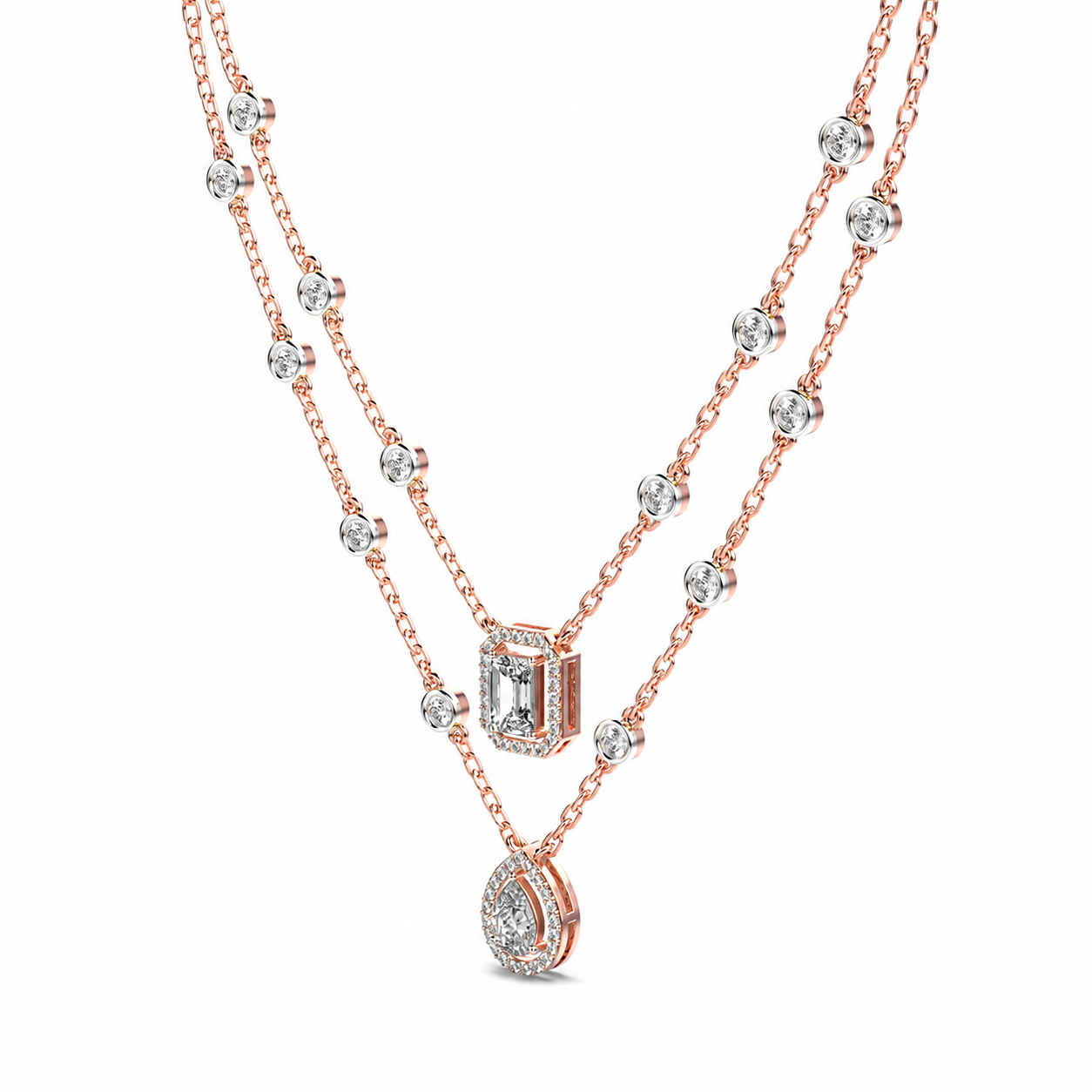 Elegant Dual-Layer Diamond Pendant