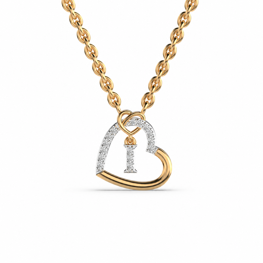Key and Heart Diamond Necklace