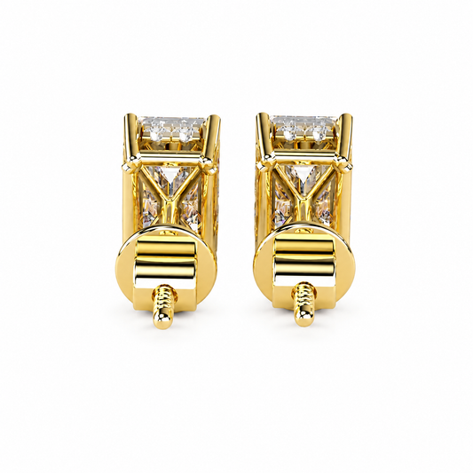 Emerald Solitaire Hidden Halo Earring