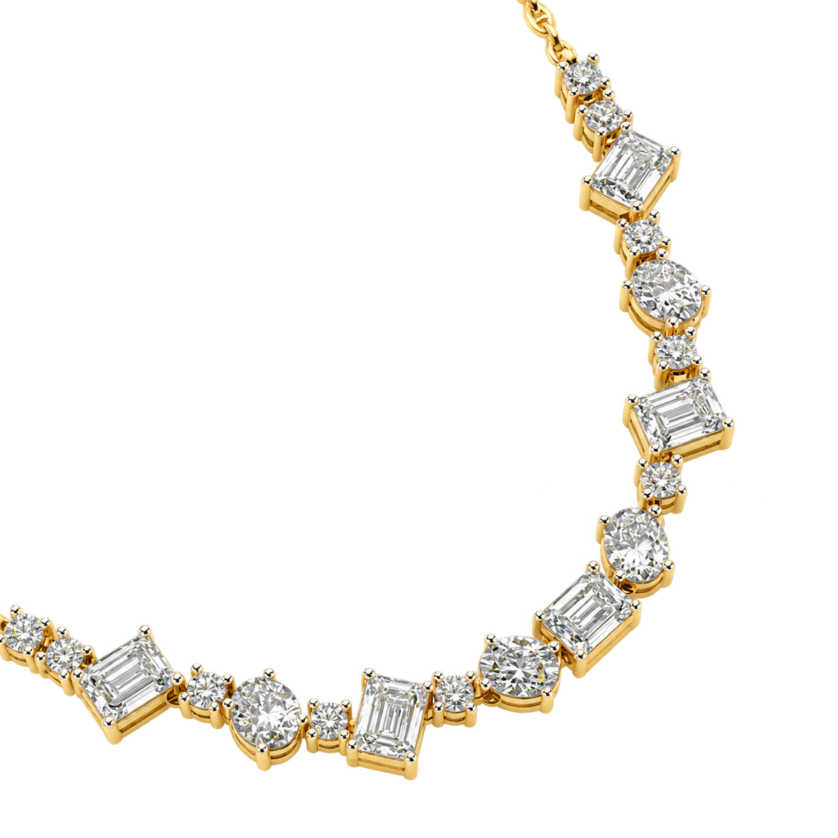 Clustered Baguette Diamond String Necklace