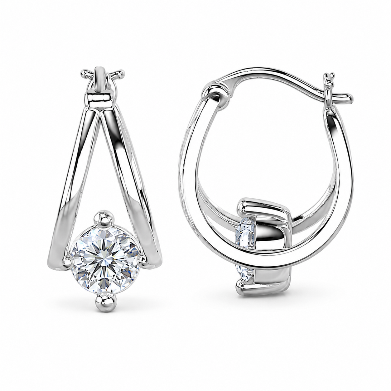 Round Diamond Hoop Earrings