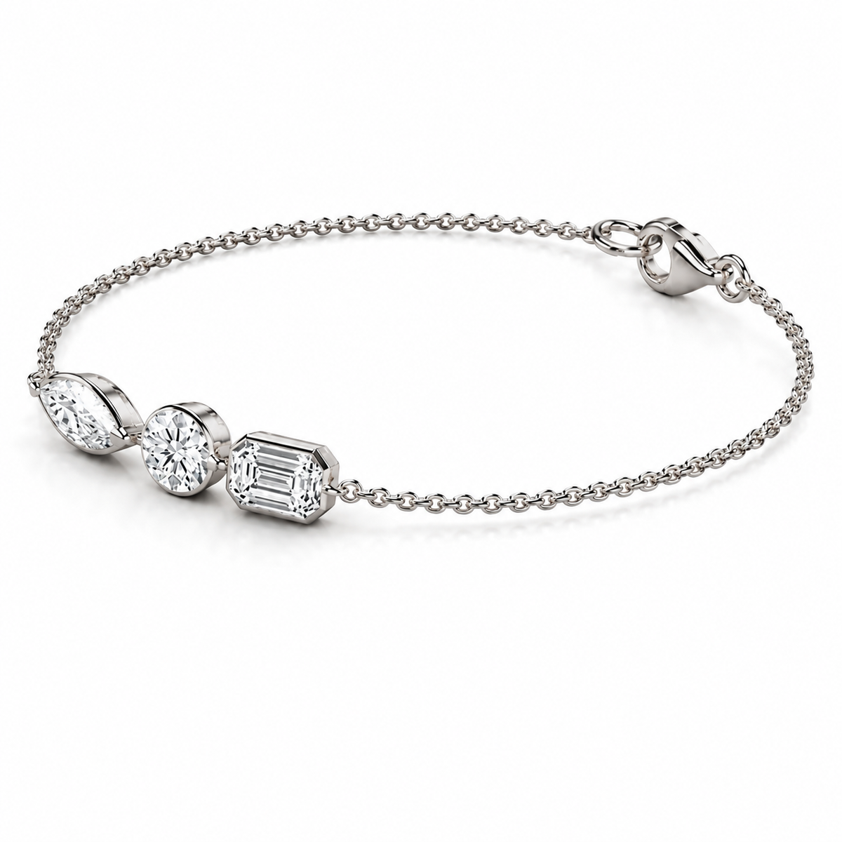 Three Stone Diamond Everyday Bracelet