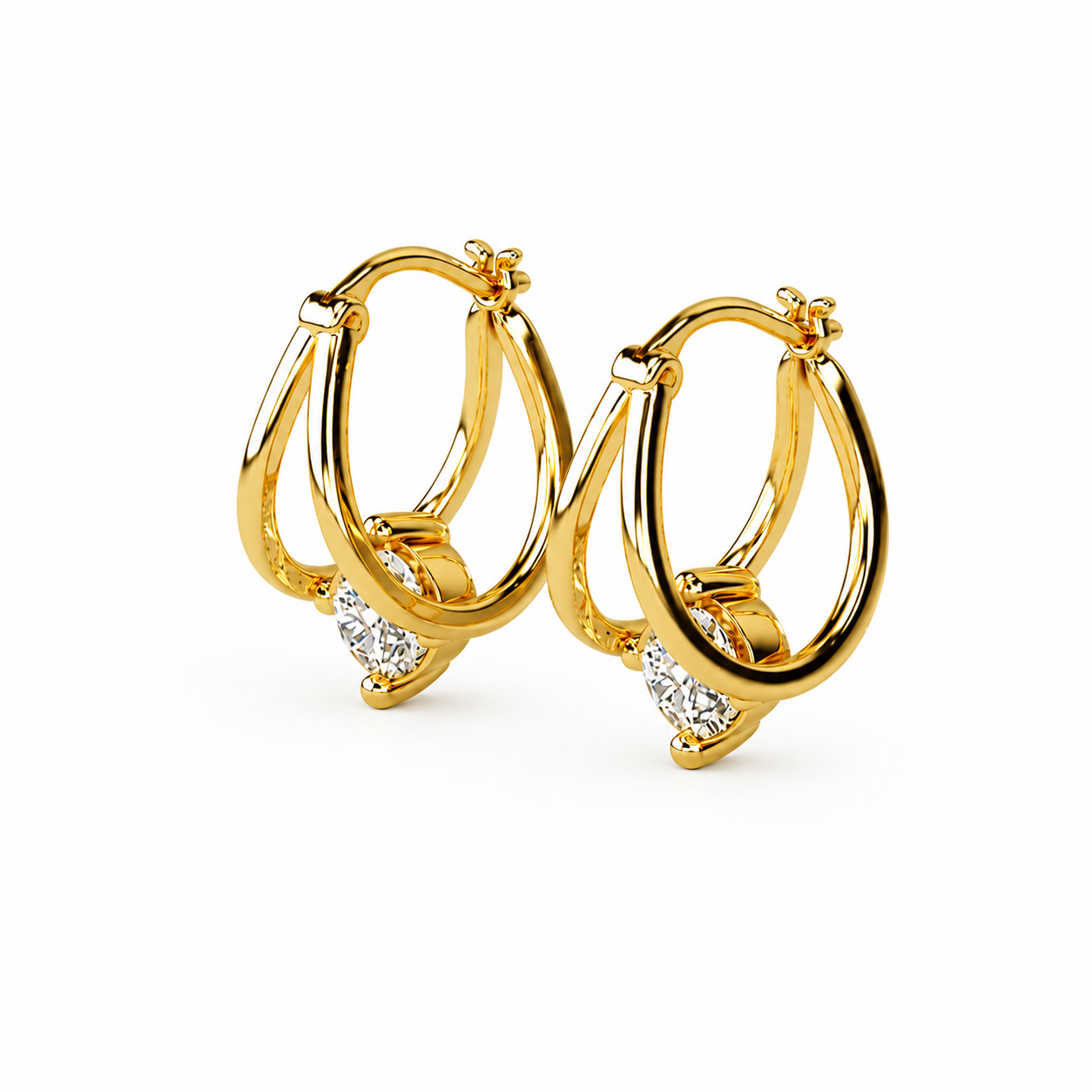 Round Diamond Hoop Earrings