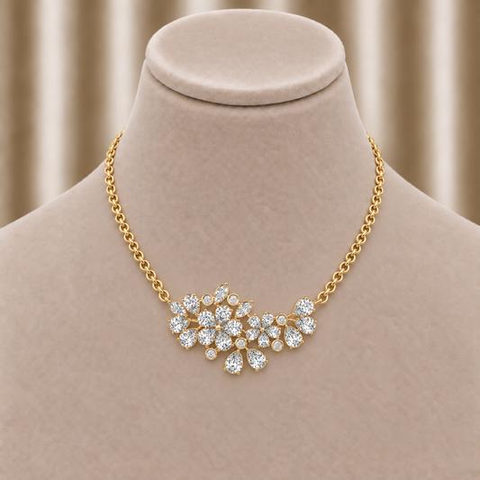 Wild Bloom Diamond Cluster Necklace (With Chain)