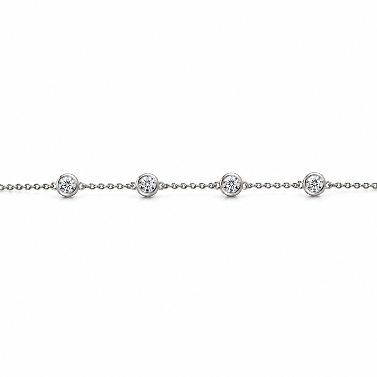 Round Diamond Bezel Station Bracelet